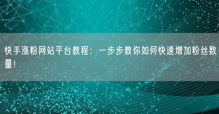 快手涨粉网站平台教程:一步步教你如何快速增加粉丝数量!