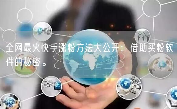 全网最火快手涨粉方法大公开:借助买粉软件的秘密。