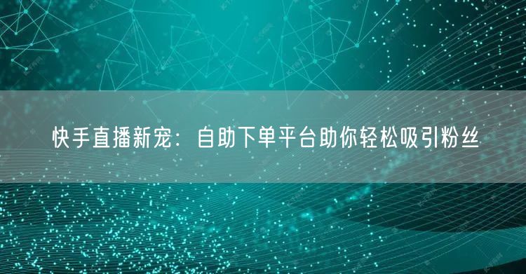 快手直播新宠:自助下单平台助你轻松吸引粉丝