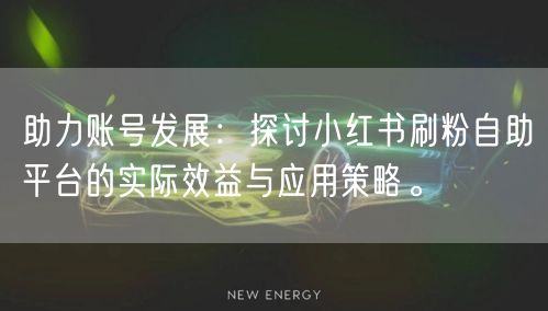 助力账号发展：探讨小红书刷粉自助平台的实际效益与应用策略。