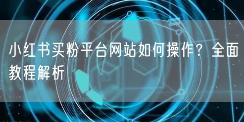 小红书买粉平台网站如何操作？全面教程解析
