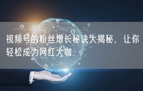 视频号的粉丝增长秘诀大揭秘,让你轻松成为网红大咖